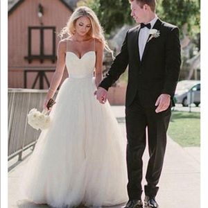 Spaghetti Strap Tulle Wedding Dress - White